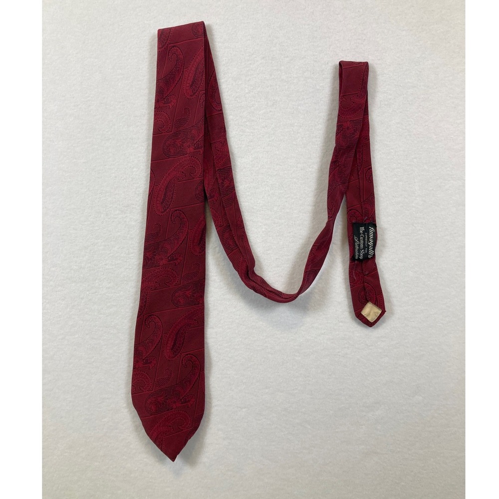 Fumagalli's Tie Mens OS Burgundy Red Paisley Pinstripe 100% Silk The Custom Shop